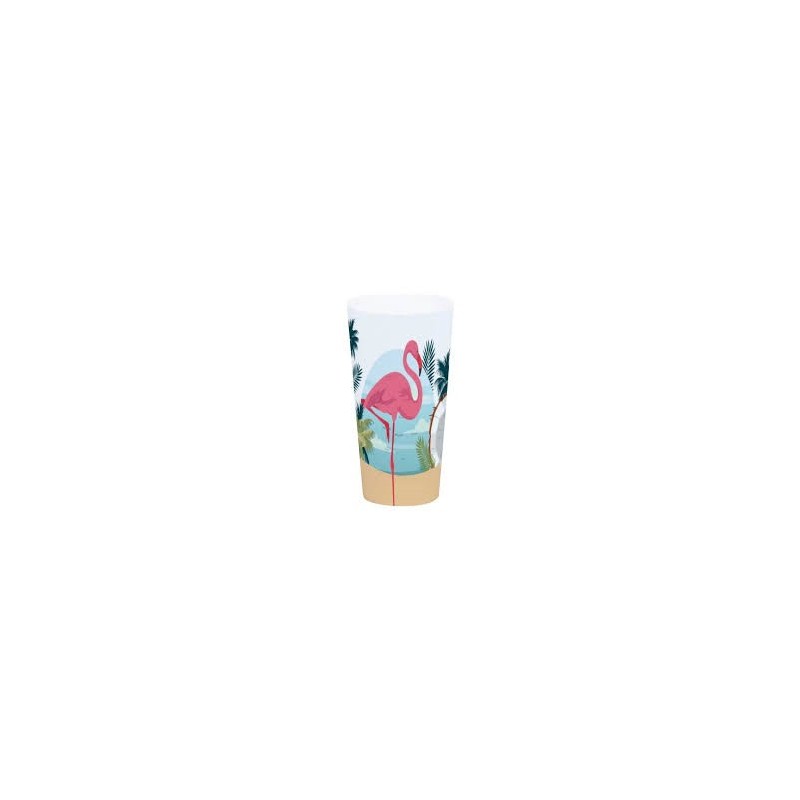 Tazza stampata in PP Flamingo rosa, D 9,2 cm x 17 cm 700 ml