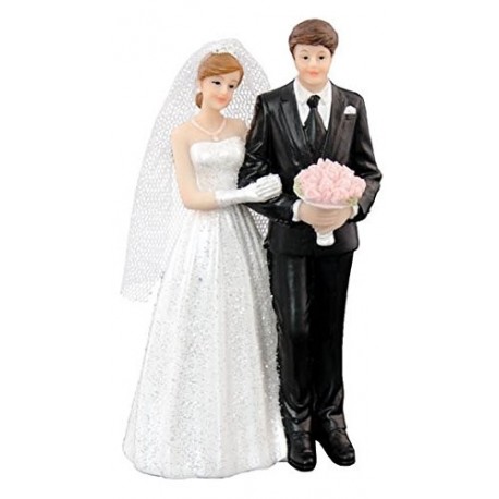 Figurine couple de mariés en résine, 8,1x5x13,3cm