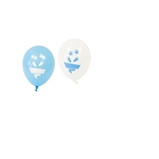 8 Ballons imprimés pied et  main bleu, Ø 25 cm