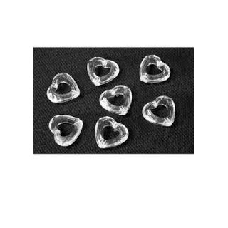 20 confettis de table forme coeur, transparent, 13mm