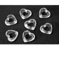 20 confettis de table forme coeur, transparent, 13mm