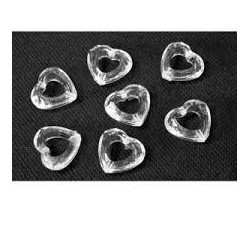 20 coriandoli da tavolo a forma di cuore, trasparenti, 13mm