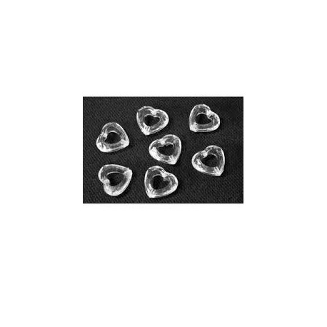 20 confettis de table forme coeur, transparent, 13mm