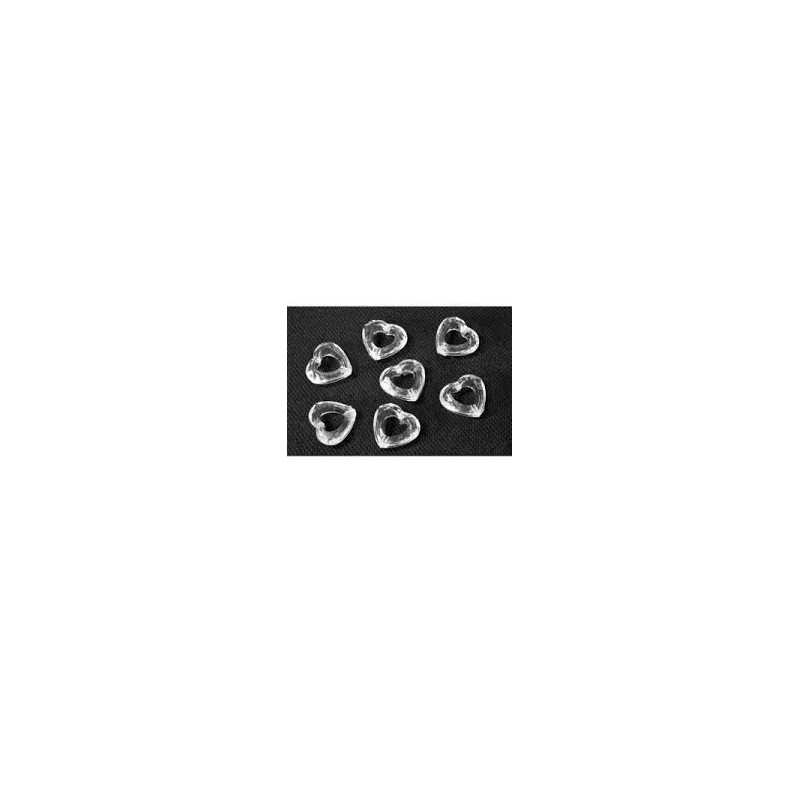 20 confettis de table forme coeur, transparent, 13mm