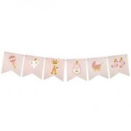 1 ghirlanda per bambini, carta rosa e bianca, 18 cm x 5 m