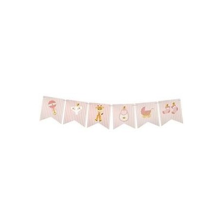 1 ghirlanda per bambini, carta rosa e bianca, 18 cm x 5 m