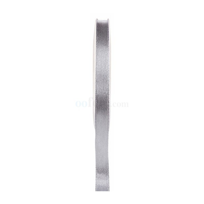 Ruban satin double face gris, bobine de 25 mètres