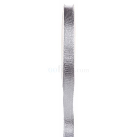 Ruban satin double face gris, bobine de 25 mètres
