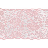 Chemin de table dentelle rose, 17cm x 5m, rose quartz