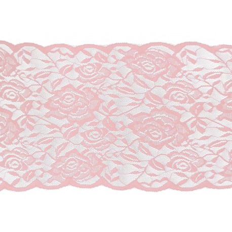 Chemin de table dentelle rose, 17cm x 5m, rose quartz