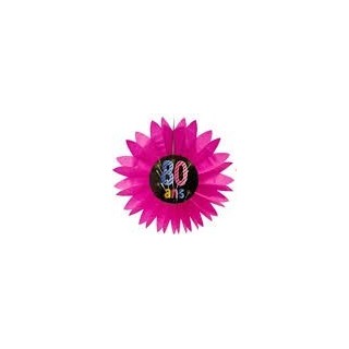 1 Eventail en papier 80 ans "chic", diamètre 50 cm