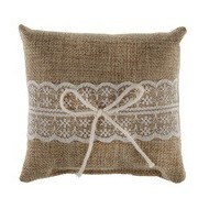 1 Coussin naturel dentelle 12 x 12 cm, jute & cordon