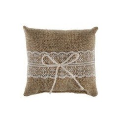 1 cuscino naturale in pizzo 12 x 12 cm, juta e cordoncino