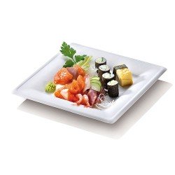 50 Assiettes carrées Karo, canne à sucre,  26 x 26 prof. 1,8 cm