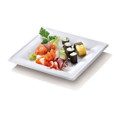 50 Assiettes carrées Karo, canne à sucre,  26 x 26 prof. 1,8 cm