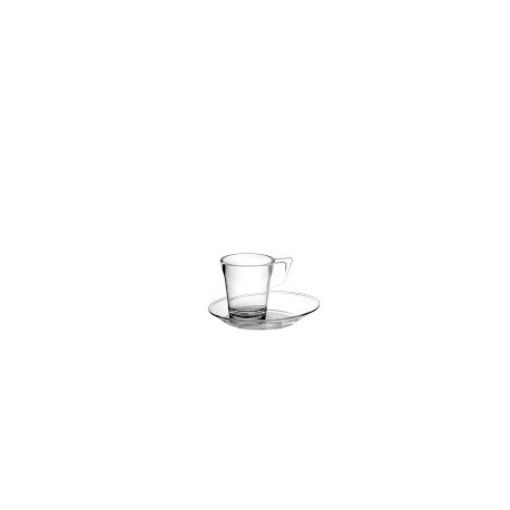 6 Tassen Espresso mit Untertasse 9cl, Tritan, transparent