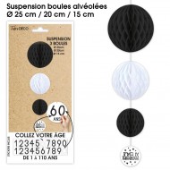 Suspensions 3 boules tous les âges, noir & blanc