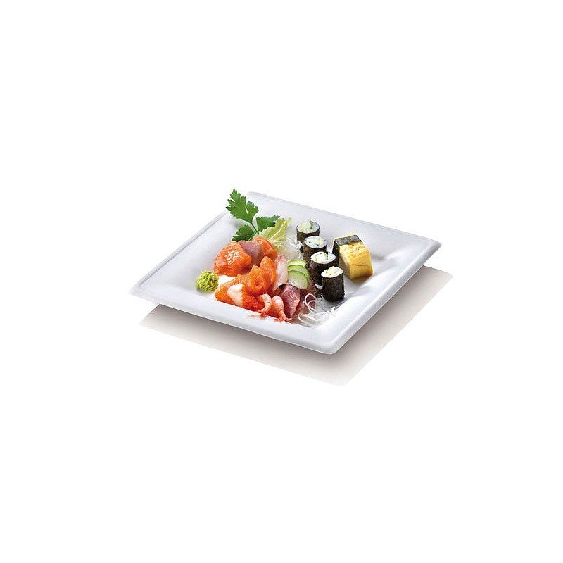 50 Assiettes carrées Karo, canne à sucre, 20 x 20 cm prof. 1,5 cm