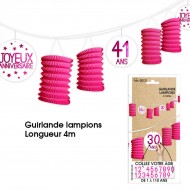 Guirlande lampions tous âges, 4m, fuchsia