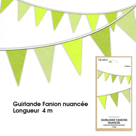 Guirlande Fanion nuancée, 4m, vert