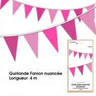 Guirlande Fanion nuancée, 4m, fuchsia