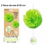 2 Suspensions Fleurs de soie tous âges, vert