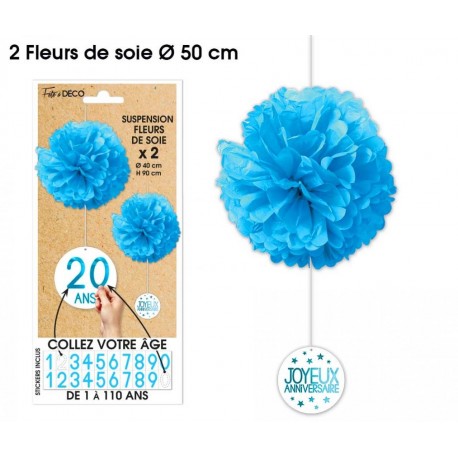 2 Sospensioni Fiori da seta per tutte le età, blu