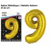1 Ballon métallique, or Chiffre 9