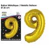 1 Ballon métallique, or Chiffre 9