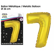 Gold Metallic Ballon Ziffer 7, 36cm