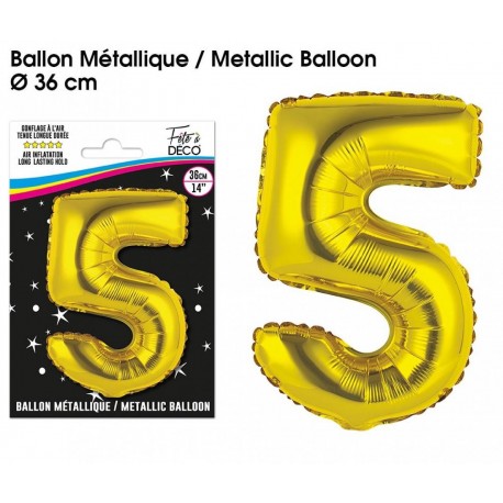 1 Ballon métallique, or Chiffre 5