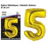 Gold Metallic Ballon Ziffer 5, 36cm