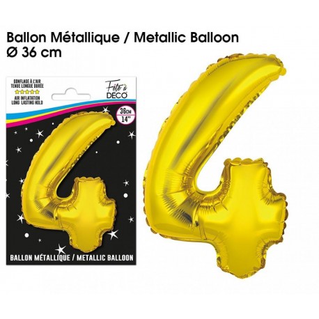 1 Ballon métallique, or Chiffre 4