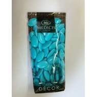 Dragées décor chocolat,70% cacao, turquoise, 250gr