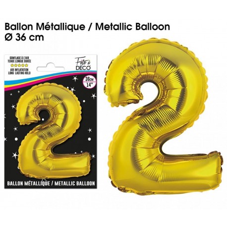 1 Ballon métallique, or Chiffre 2