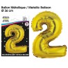 Gold Metallic Ballon Ziffer 2, 36cm