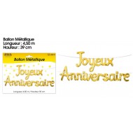 Ballon métallique "Joyeux Anniversaire, or