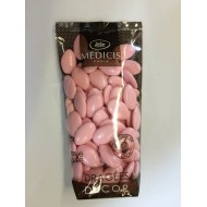 Dragées décor chocolat,70% cacao, laqué rose, 250gr