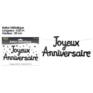 Palloncino di metallo "Joyeux Anniversaire, nero