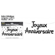 Ballon métallique "Joyeux Anniversaire, noir