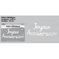 Ballon métallique "Joyeux Anniversaire, blanc