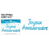 Metallballon "Joyeux Anniversaire", blau