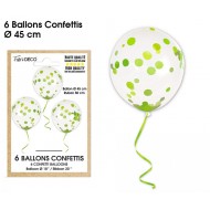 Sacchetto di 6 palloncini con coriandoli, verde