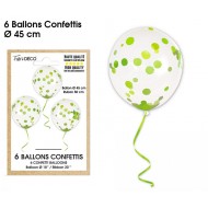 Sachet de 6 ballons confettis, vert