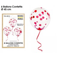 Sachet de 6 ballons confettis, rouge