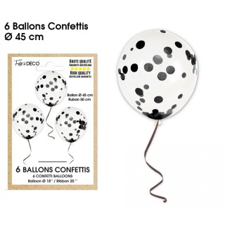 Sacchetto di 6 palloncini coriandoli, nero
