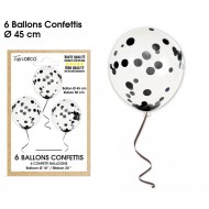 Sachet de 6 ballons confettis, noir