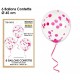 Sachet de 6 ballons confettis, fuchsia