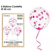 Sacchetto di 6 palloncini coriandoli, fucsia