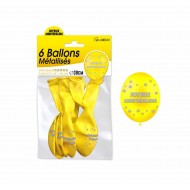Sachet de 6 ballons métallisés joyeux anniversaire, jaune